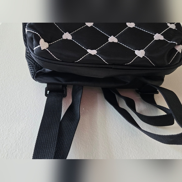 Hello Kitty Quilted Black Backpack With White Hearts EUC - Picture 3 of 6
